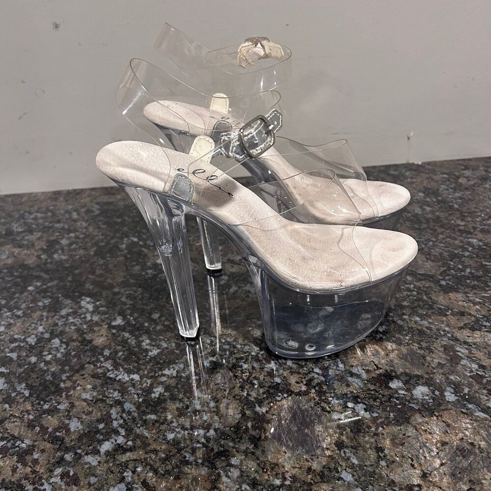 Ellie Platform Sexy Stiletto Heels 7 in. Clear Bottom Sz 10 Women’s - Picture 2 of 9